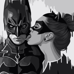 ხატვა ნომრებითь "Batman and Catwoman"