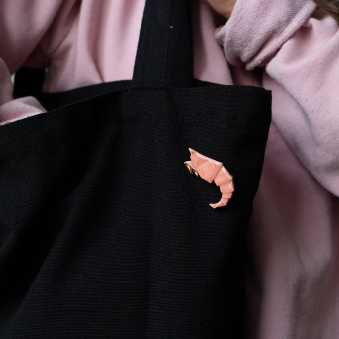 Ceramic brooch "Pink Shrimp"