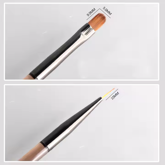 Brushes for manicure - Radical solution / Double-sided thin brush (10 mm.), for gel (9 mm.)