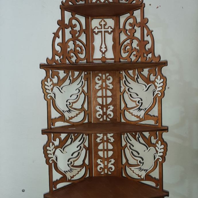 The middle shelf for icons. Size 38 * 80 cm, four levels. A tree, painted. Suitable for nine icons
