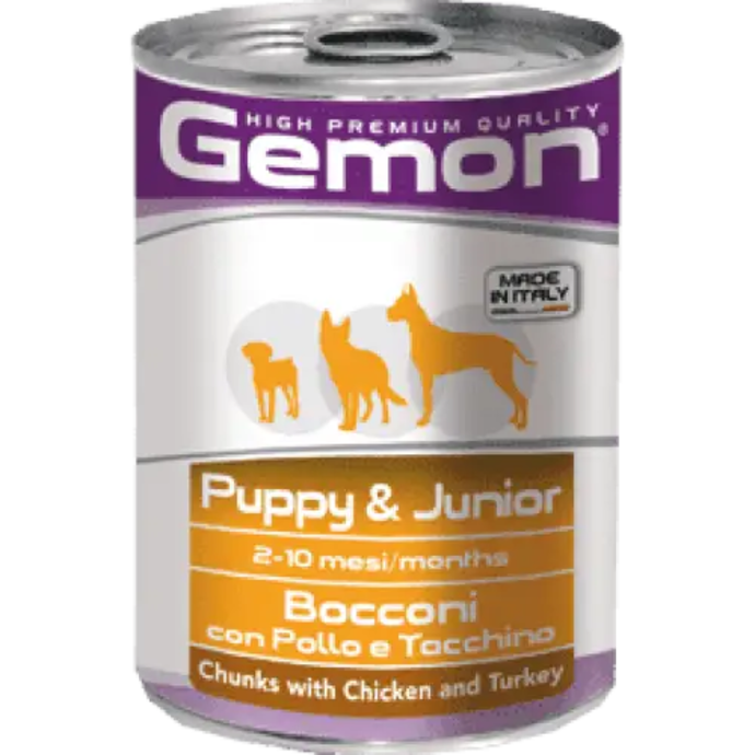 Gemon Puppy&Junior ლეკვების კონსერვი ქათმით და ინდაურით (ცალი) 415 გ