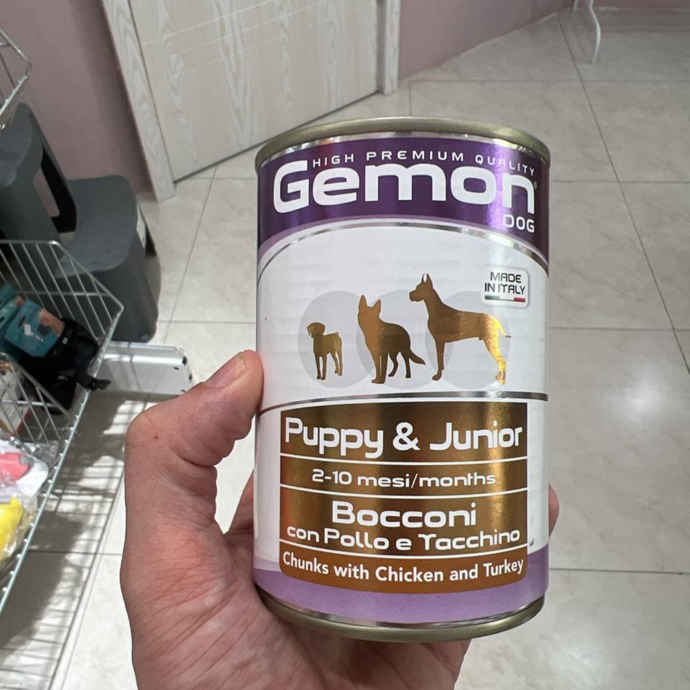 Gemon Puppy&Junior ლეკვების კონსერვი ქათმით და ინდაურით (ცალი) 415 გ