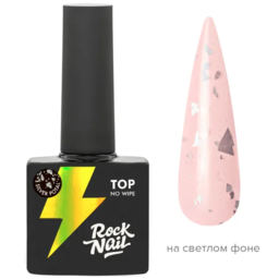 ტოპები ეფექტებით - Rocknail Top Silver Potal (10 მლ.)